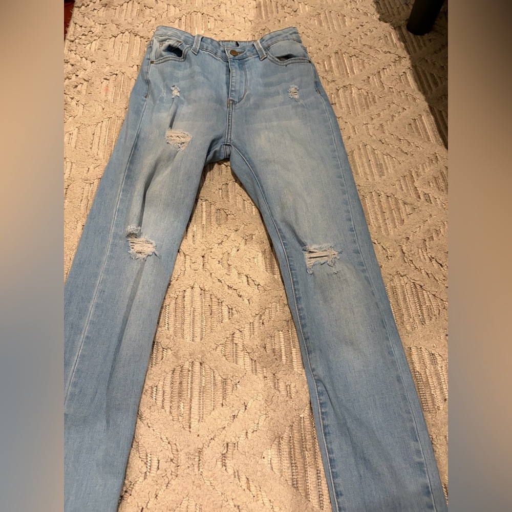 Fashion Nova Light Blue Distressed Jeans